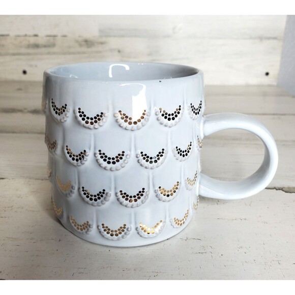 Starbucks Other - Starbucks Coffee Mug 2016 Anniversary Mermaid Scales Siren Grey & Gold Cup 10 oz